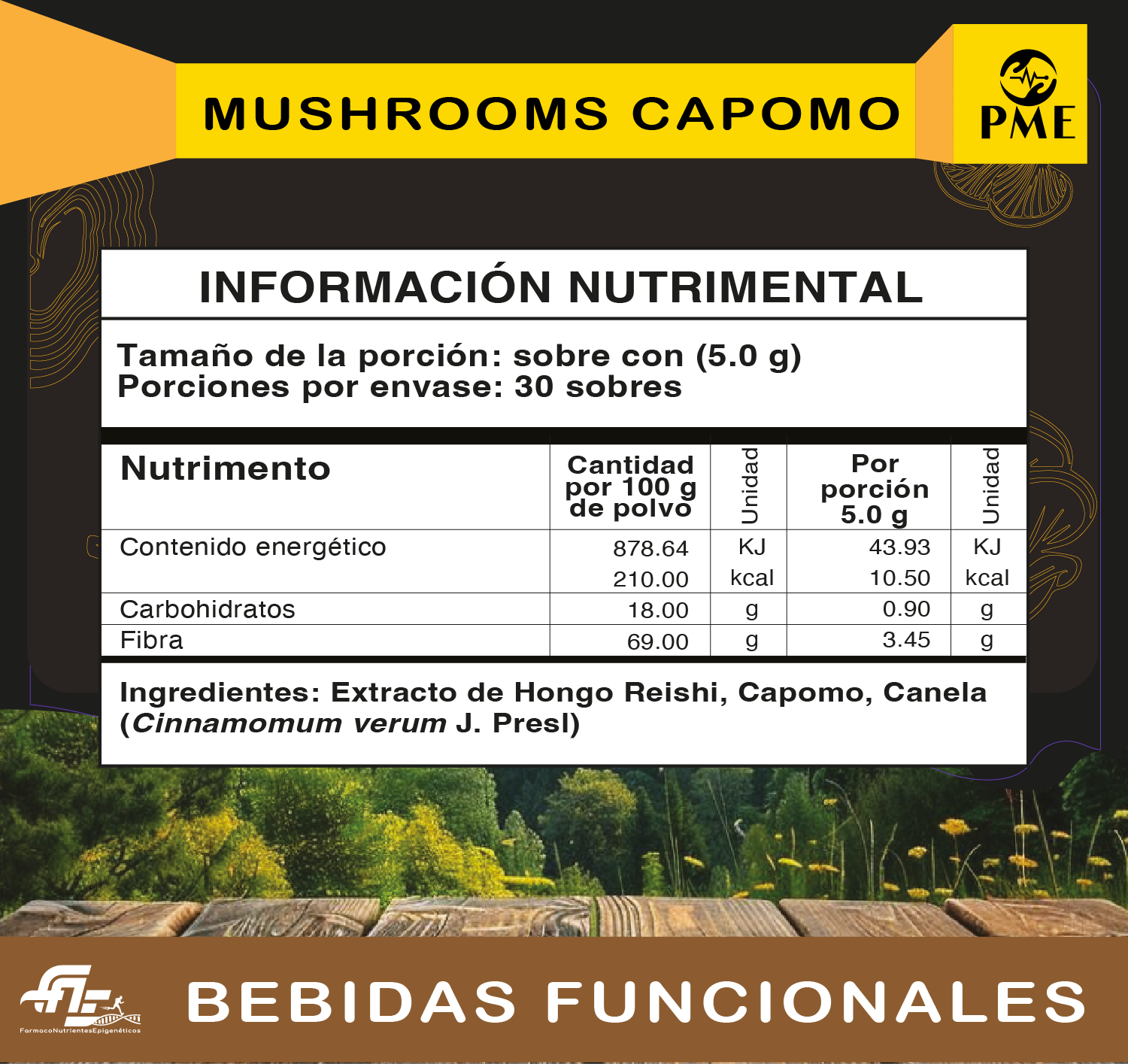 Información nutrimental de Mushroom capomo