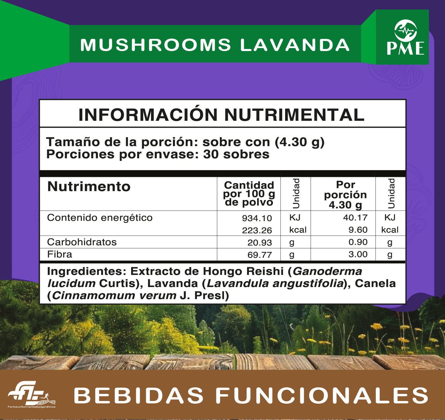 Información nutrimental de Mushroom Lavanda