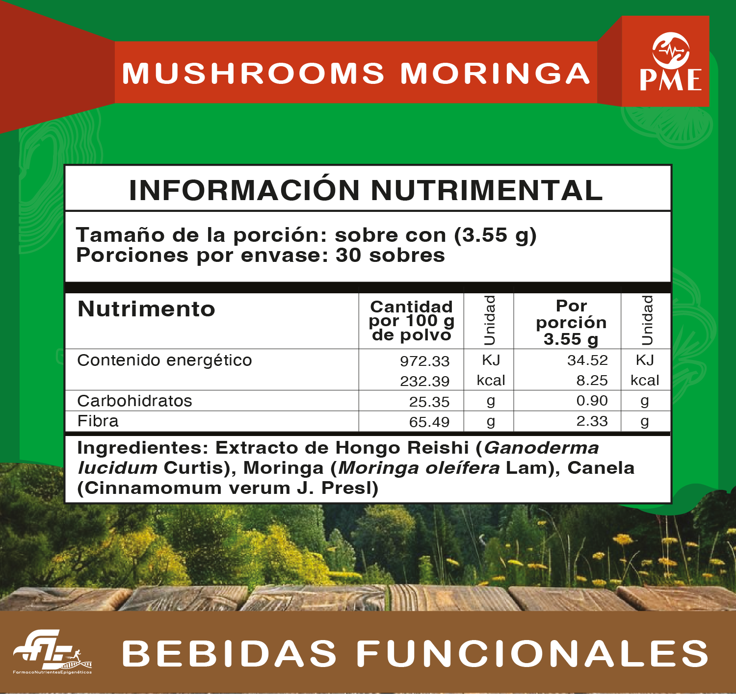 Información nutrimental de Mushroom moringa