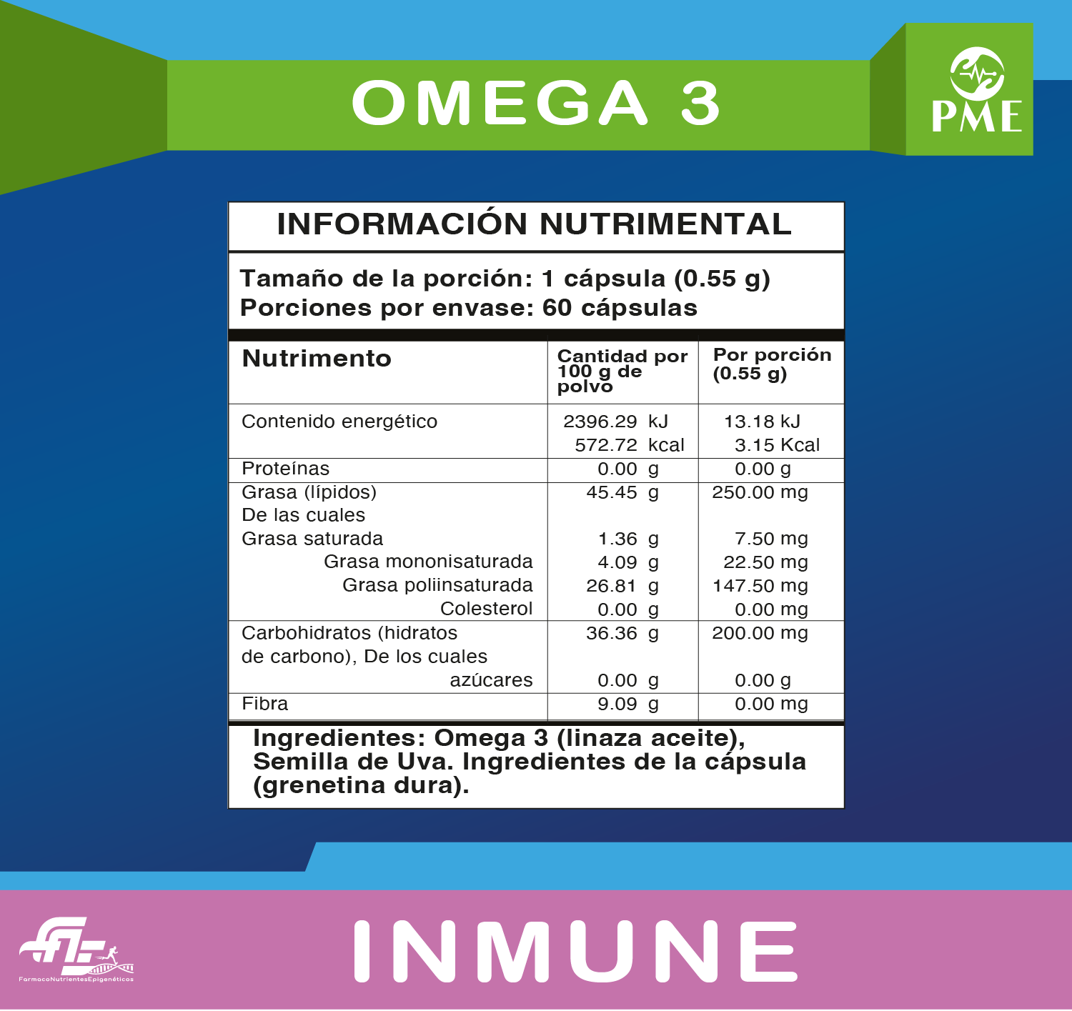Información nutrimental de Omega 3