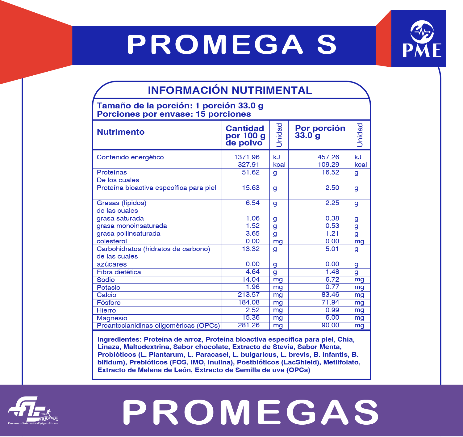 Información nutrimental de SKIN HEALT