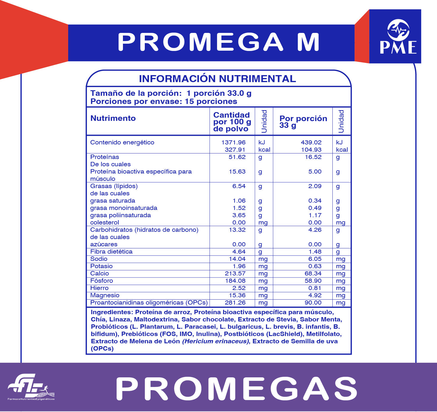 Información nutrimental de MUSCULE HEALTH