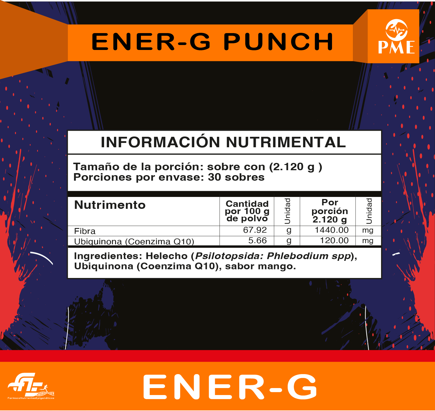 Información nutrimental de Ener-g Punch