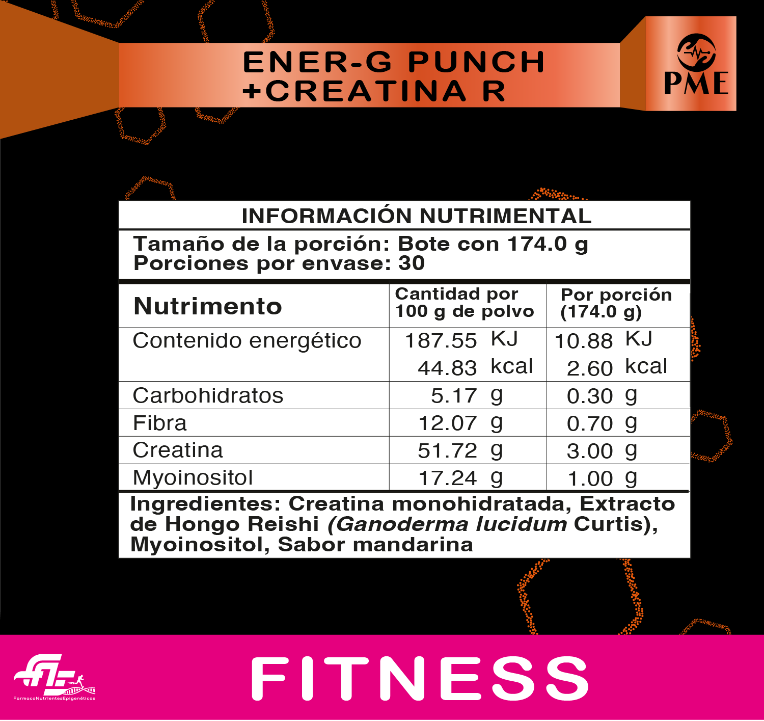 Información nutrimental de ENER-G PUNCH+CREATINA R