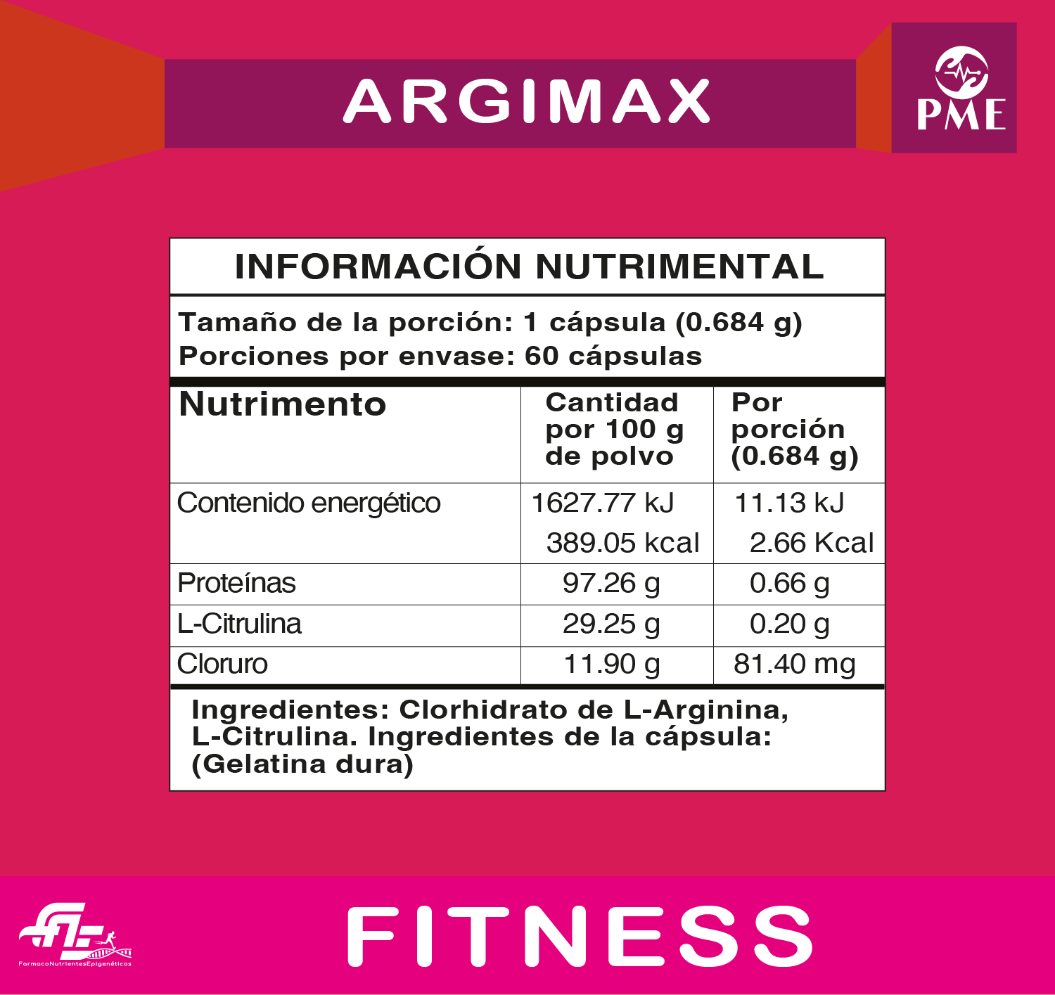 Información nutrimental de ARGIMAX