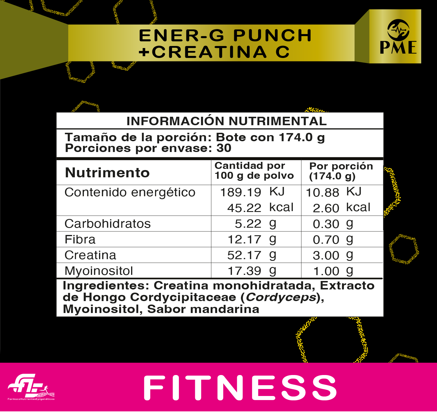 Información nutrimental de ENER-G PUNCH + CREATINA C