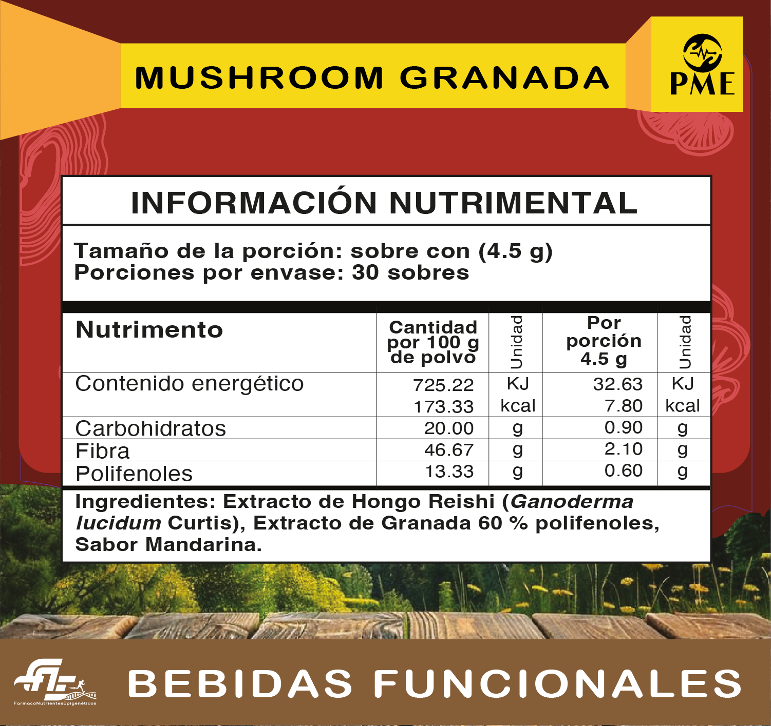 Información nutrimental de MUSHROOM GRANADA